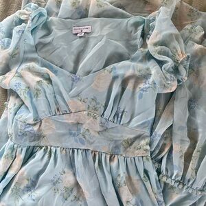 LoveShackFancy x Target Pale Blue Floral Chiffon Dress